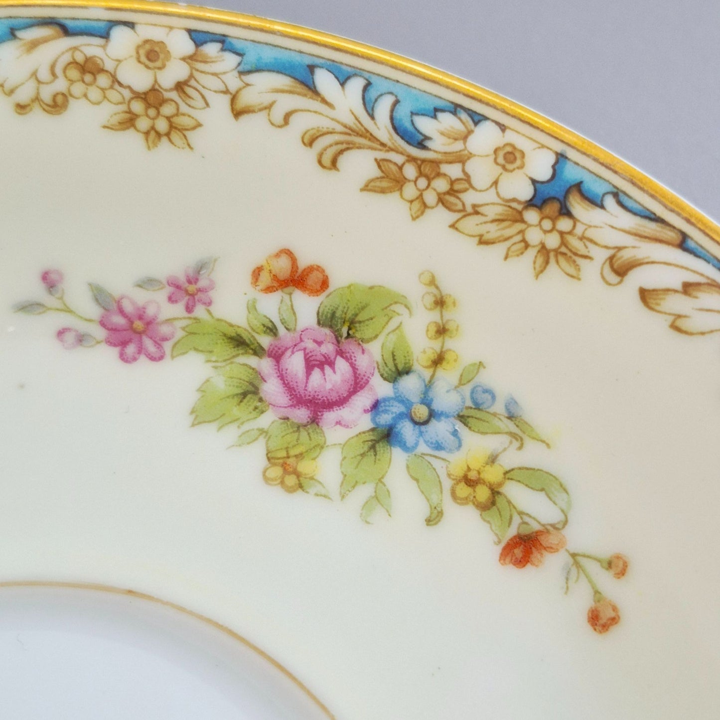 Noritake Floral Spray Teacup & Saucer, 2 Sets, c.1945-48 Occupied Japan