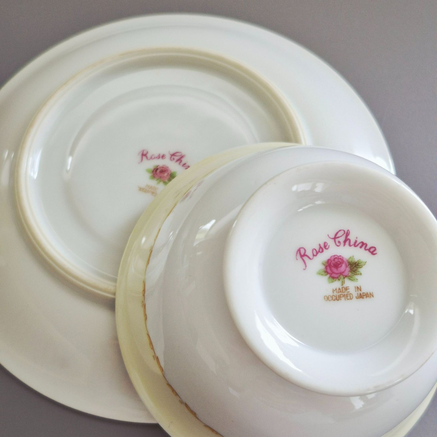 Noritake Floral Spray Teacup & Saucer, 2 Sets, c.1945-48 Occupied Japan