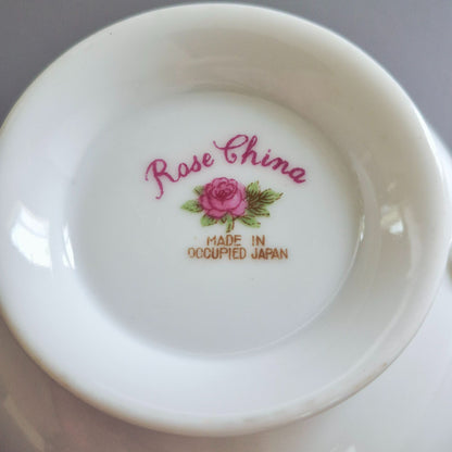 Noritake Floral Spray Teacup & Saucer, 2 Sets, c.1945-48 Occupied Japan