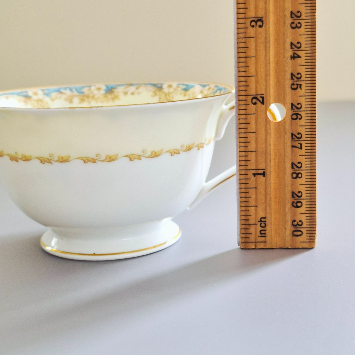 Noritake Floral Spray Teacup & Saucer, 2 Sets, c.1945-48 Occupied Japan