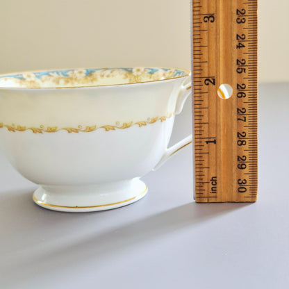 Noritake Floral Spray Teacup & Saucer, 2 Sets, c.1945-48 Occupied Japan