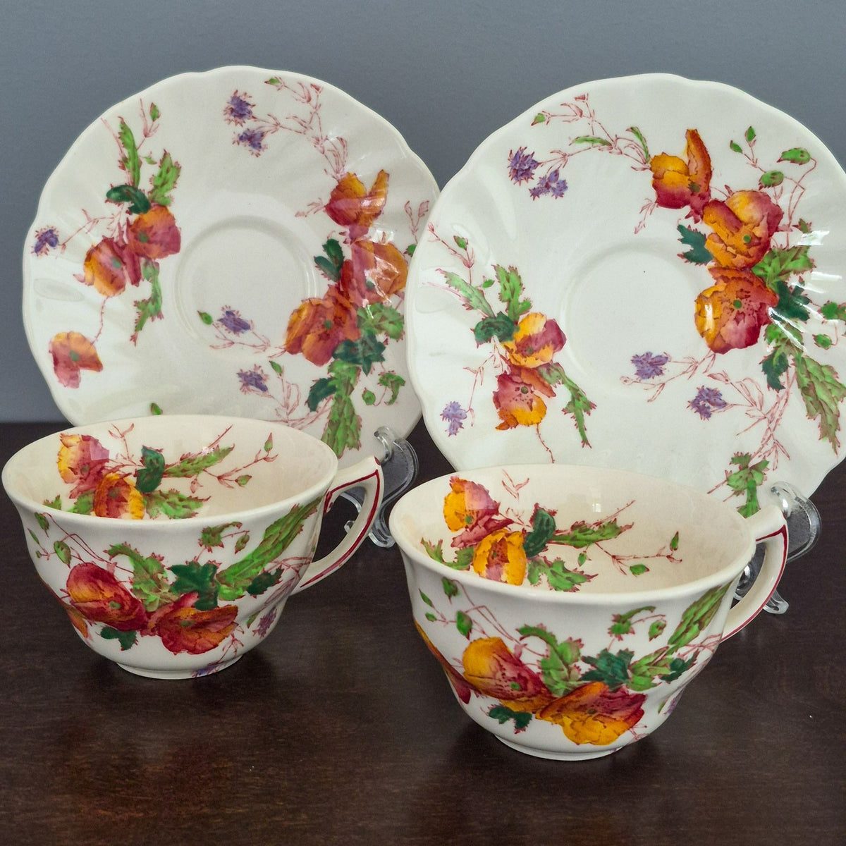 Royal Doulton "Sherborne" Teacup & Saucer-2 Sets, c.1938-61 Engalnd