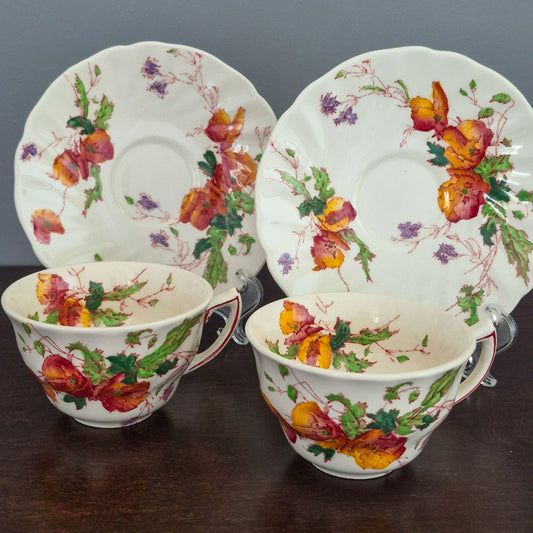 Royal Doulton "Sherborne" Teacup & Saucer-2 Sets, c.1938-61 Engalnd