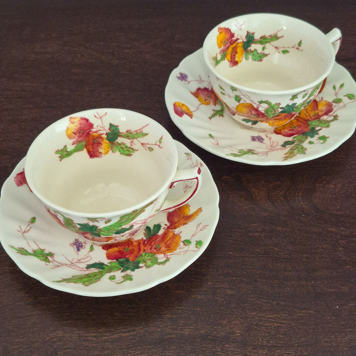 Royal Doulton "Sherborne" Teacup & Saucer-2 Sets, c.1938-61 Engalnd