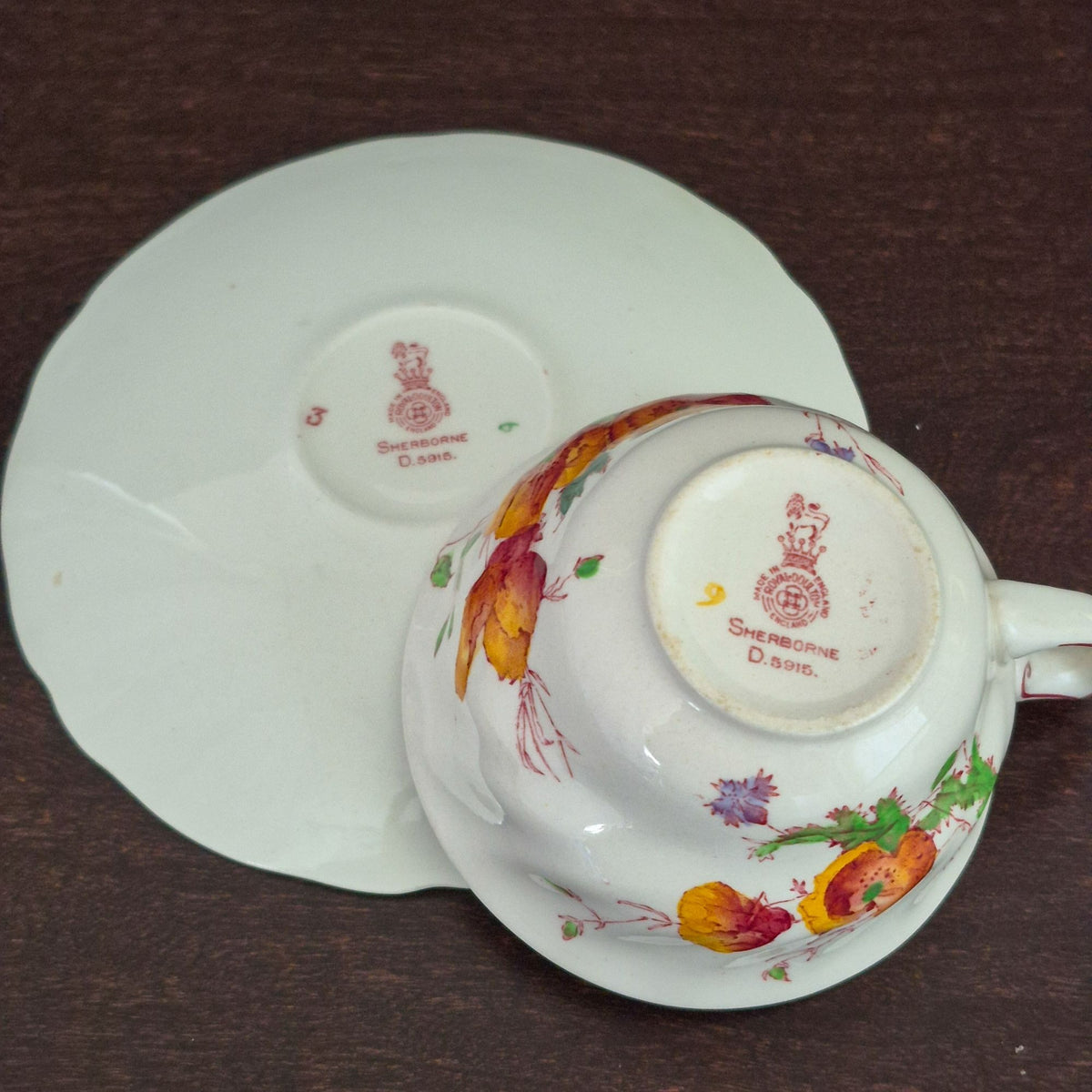 Royal Doulton "Sherborne" Teacup & Saucer-2 Sets, c.1938-61 Engalnd