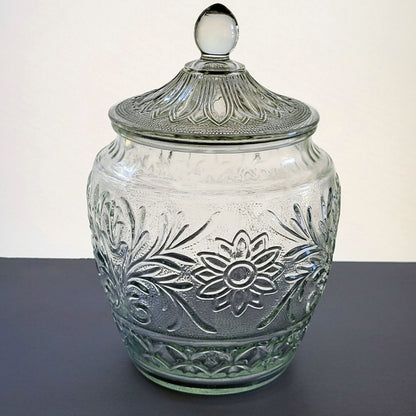 Anchor Hocking Sandwich Clear Cookie Jar & Lid, c.1940s-60 USA