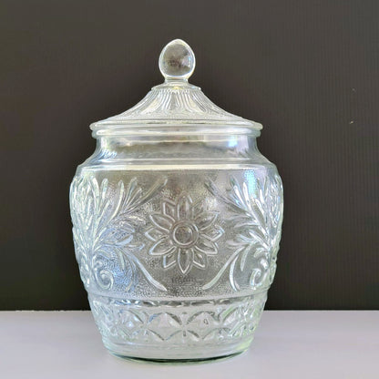 Anchor Hocking Sandwich Clear Cookie Jar & Lid, c.1940s-60 USA