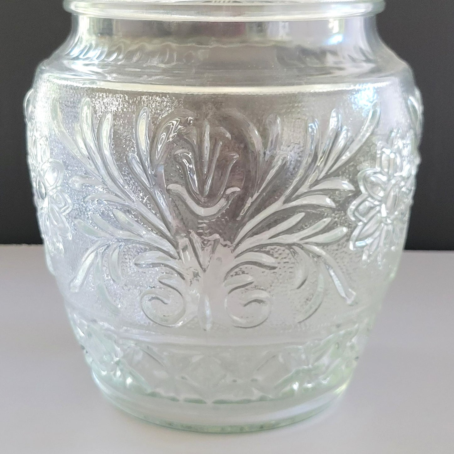 Anchor Hocking Sandwich Clear Cookie Jar & Lid, c.1940s-60 USA