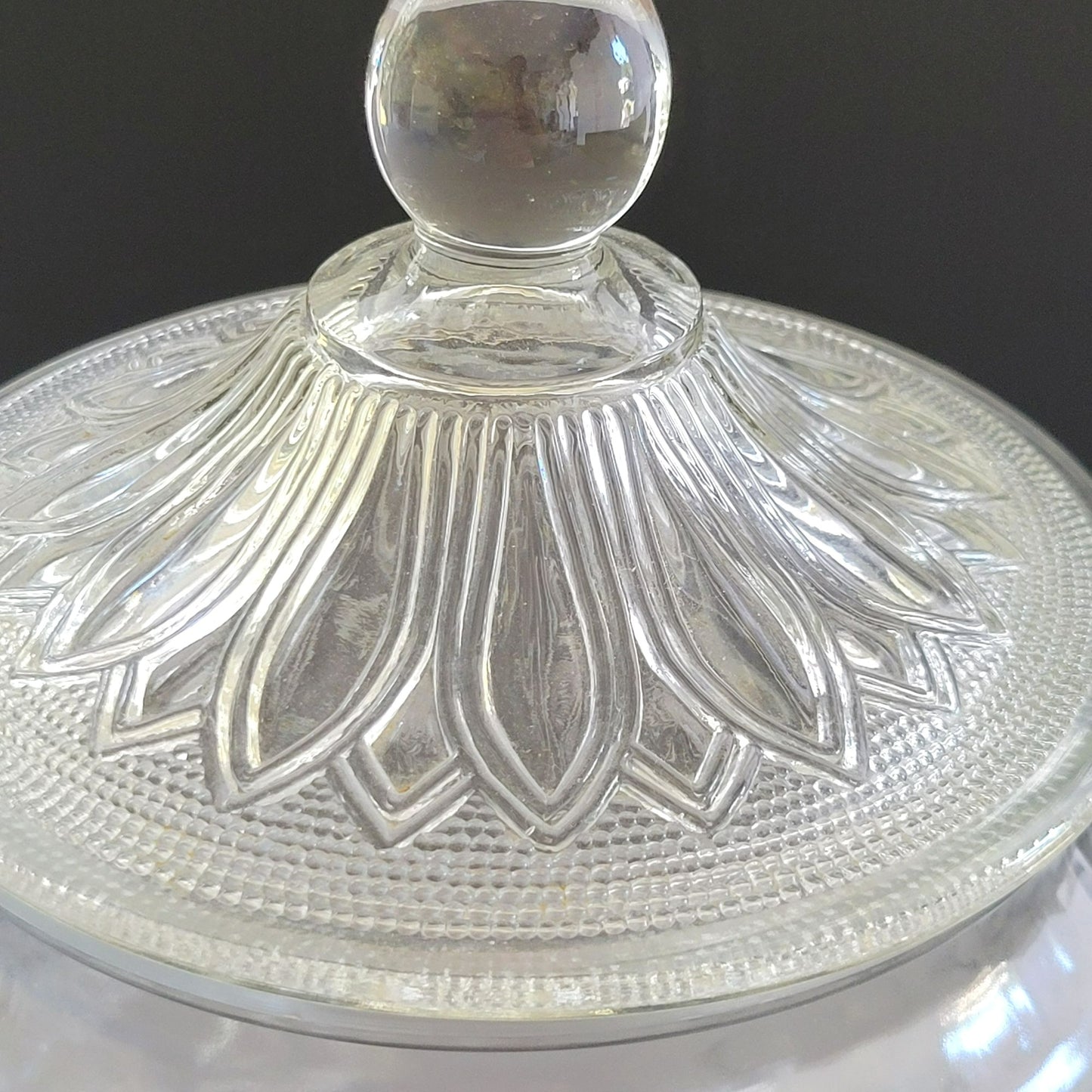 Anchor Hocking Sandwich Clear Cookie Jar & Lid, c.1940s-60 USA