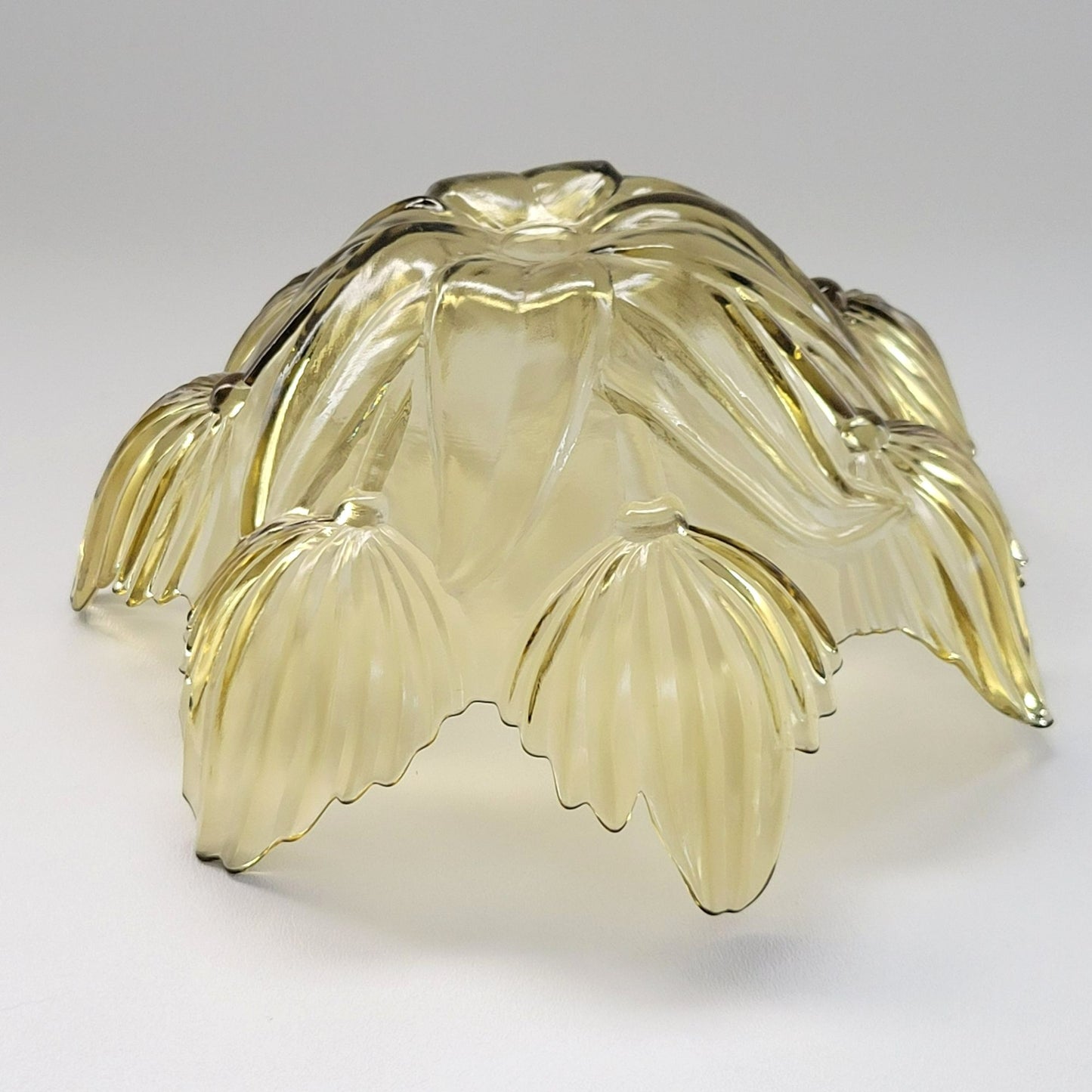 MCM Art Glass Centerpiece Bowl, Lotus & Leaf