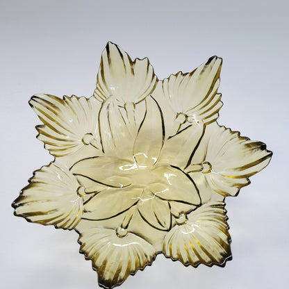 MCM Art Glass Centerpiece Bowl, Lotus & Leaf
