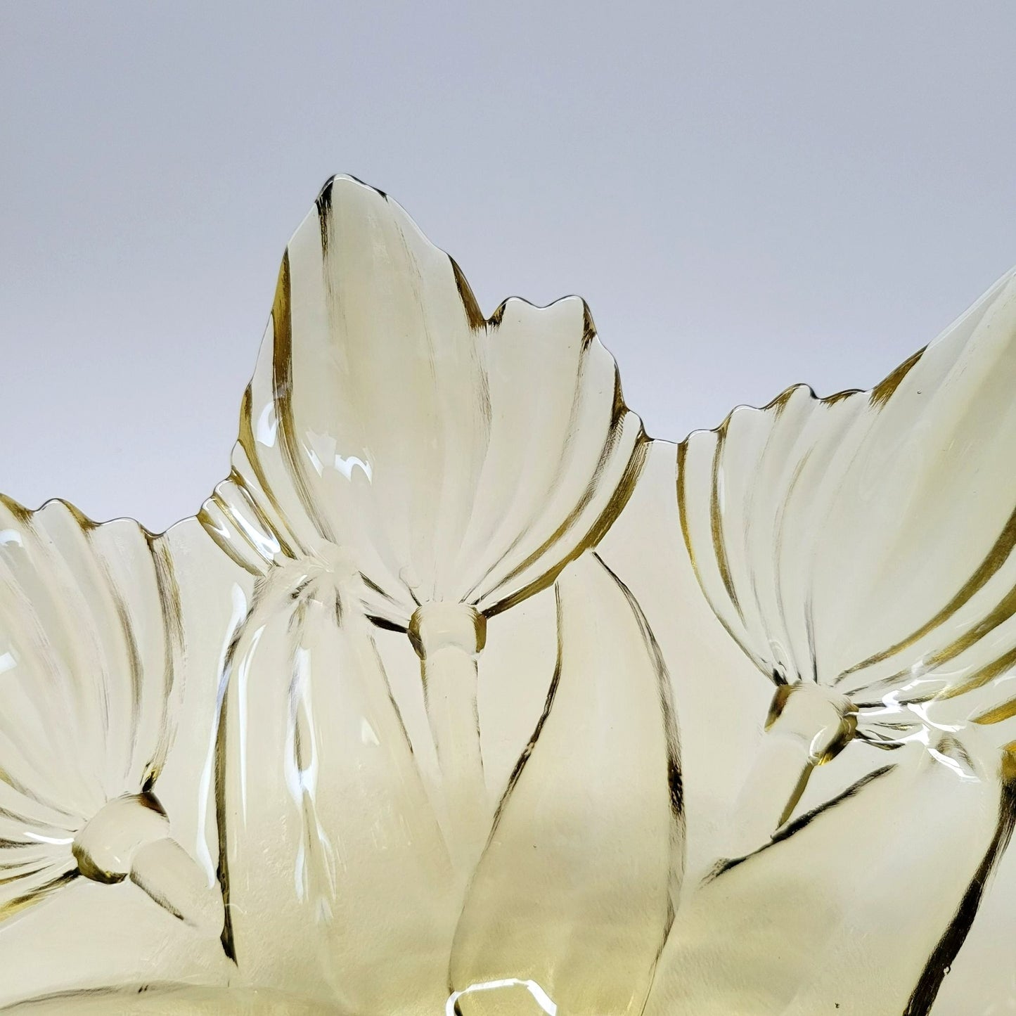 MCM Art Glass Centerpiece Bowl, Lotus & Leaf