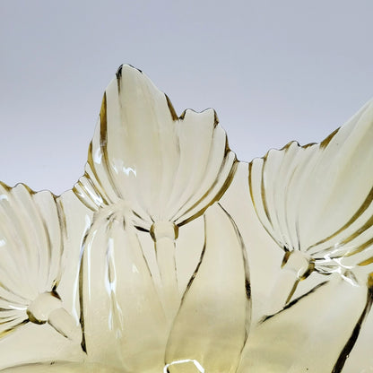 MCM Art Glass Centerpiece Bowl, Lotus & Leaf