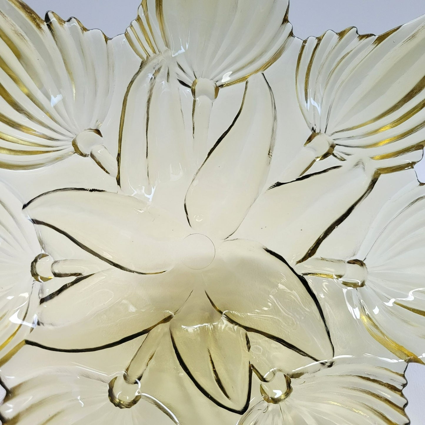 MCM Art Glass Centerpiece Bowl, Lotus & Leaf