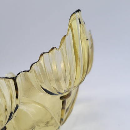 MCM Art Glass Centerpiece Bowl, Lotus & Leaf