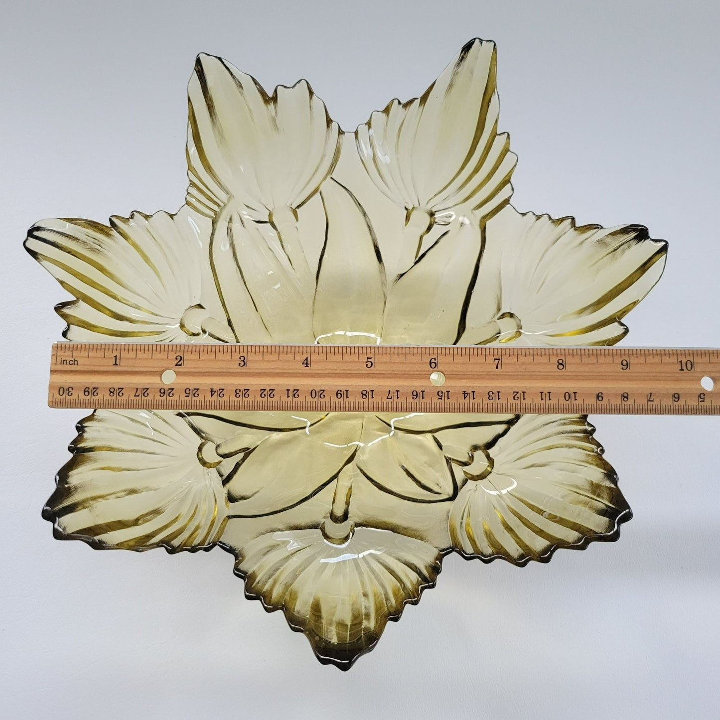 MCM Art Glass Centerpiece Bowl, Lotus & Leaf
