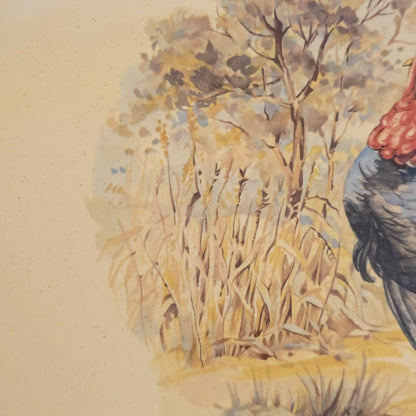 Vintage Hand-Painted Turkey 17" Oval Platter