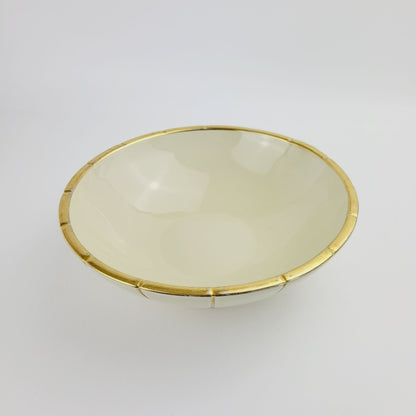 Rare Vintage TEPECO Cream & Gold Stripe Centerpiece Bowl, Trenton Potteries Co