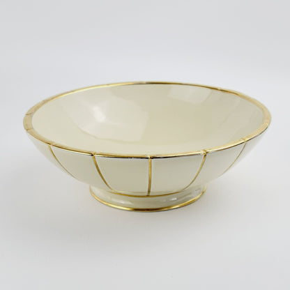 Rare Vintage TEPECO Cream & Gold Stripe Centerpiece Bowl, Trenton Potteries Co