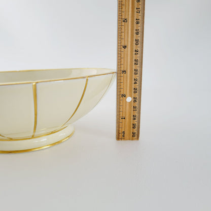 Rare Vintage TEPECO Cream & Gold Stripe Centerpiece Bowl, Trenton Potteries Co