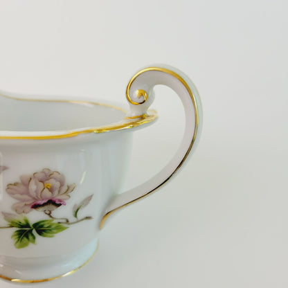 Peony Creamer & Sugar Bowl by Se Yei, c.1958 Japan, Lavender Pink & Green Floral