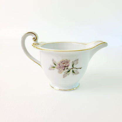 Peony Creamer & Sugar Bowl by Se Yei, c.1958 Japan, Lavender Pink & Green Floral