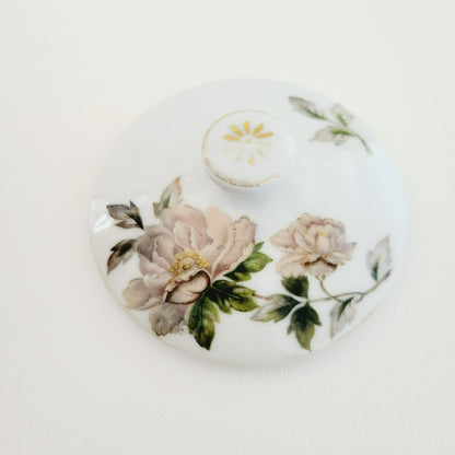 Peony Creamer & Sugar Bowl by Se Yei, c.1958 Japan, Lavender Pink & Green Floral