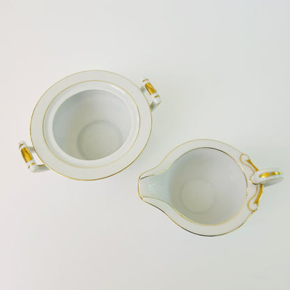 Peony Creamer & Sugar Bowl by Se Yei, c.1958 Japan, Lavender Pink & Green Floral