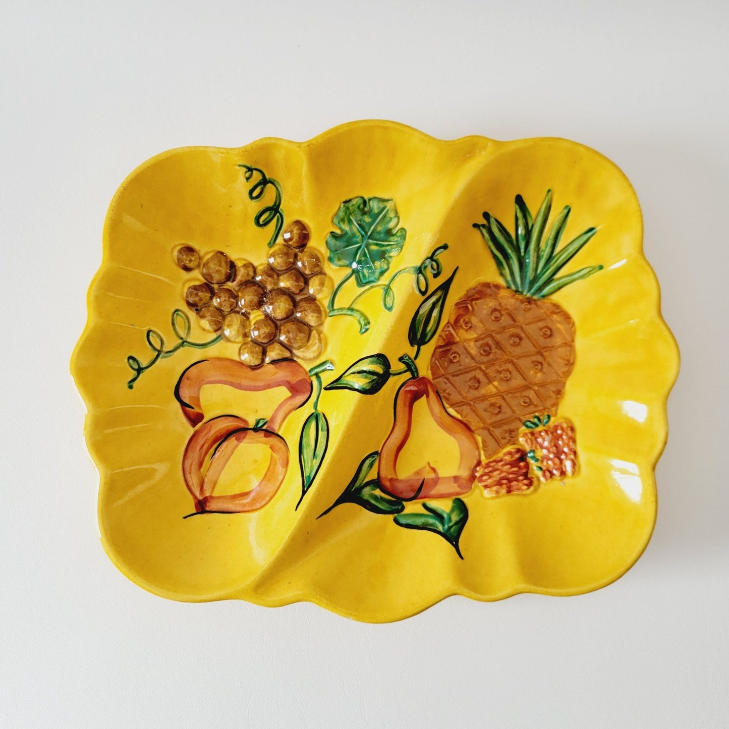 California Pottery Hand Painted Divided Platter