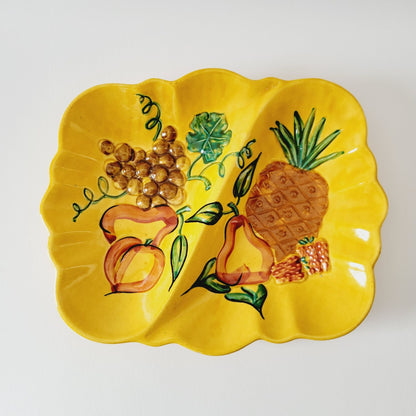 California Pottery Hand Painted Divided Platter