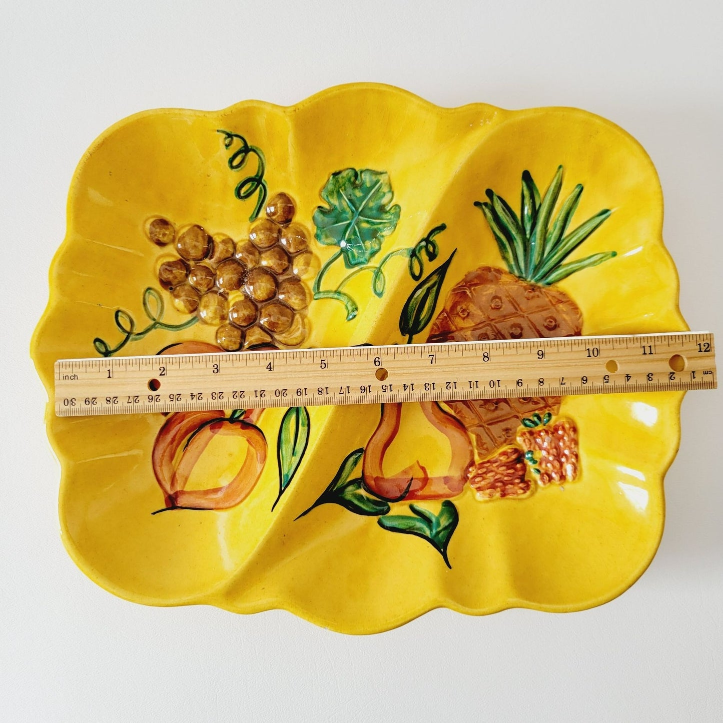 California Pottery Hand Painted Divided Platter