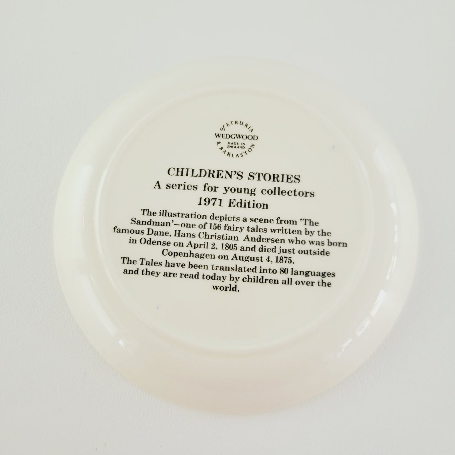 Wedgwood 1971 Children's Fairytale Story Plate The Sandman By Hans Christian Andersen