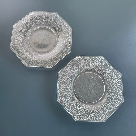 Smith Glass Clear Crackle Glass Octagon Salad Plate, Set of 2