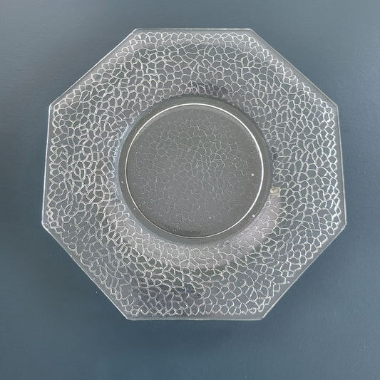 Smith Glass Clear Crackle Glass Octagon Salad Plate, Set of 2