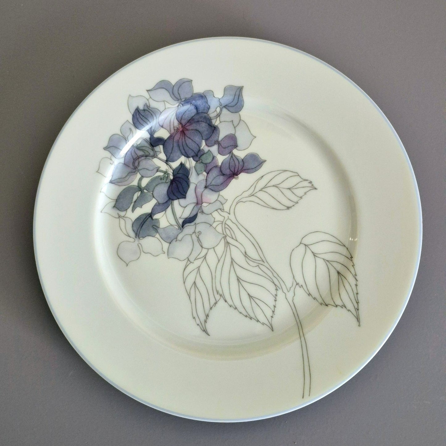 Block Spal "Hydrangea" Dinner, Salad & Bread Plate, Set of 3, c1982-91 Portugal