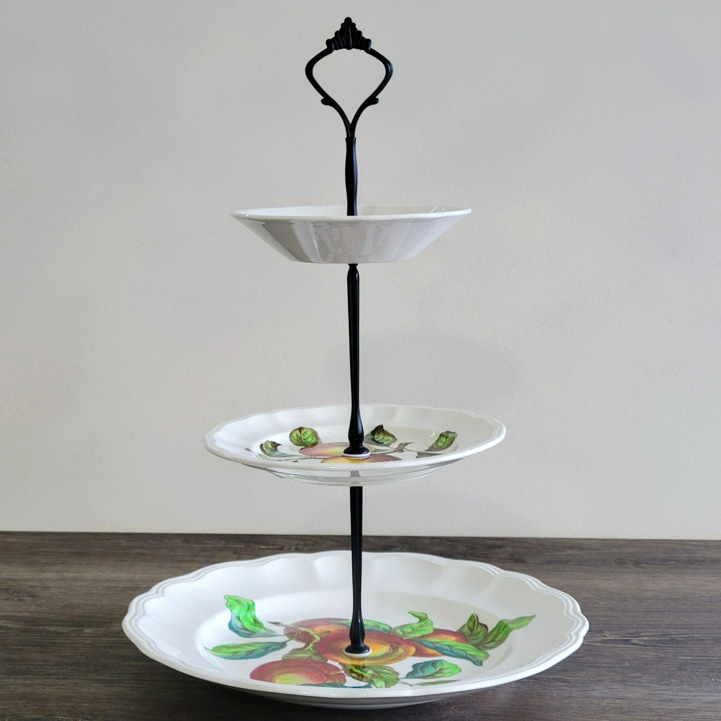 Mismatched 3 Tiered Dessert Stand, Made from Spode Apple Dishes