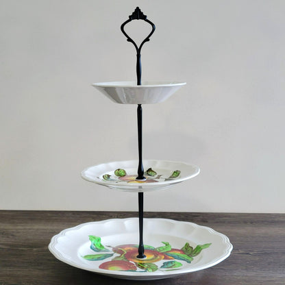 Mismatched 3 Tiered Dessert Stand, Made from Spode Apple Dishes