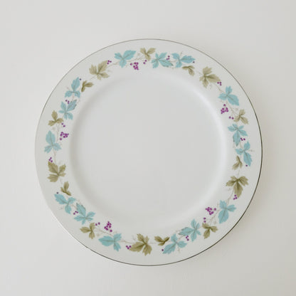 Vintage Blue & Green Leaf Dinner Plate Set of 2, Japan c. 1970s