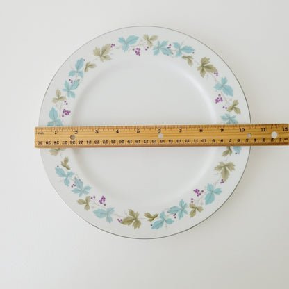 Vintage Blue & Green Leaf Dinner Plate Set of 2, Japan c. 1970s