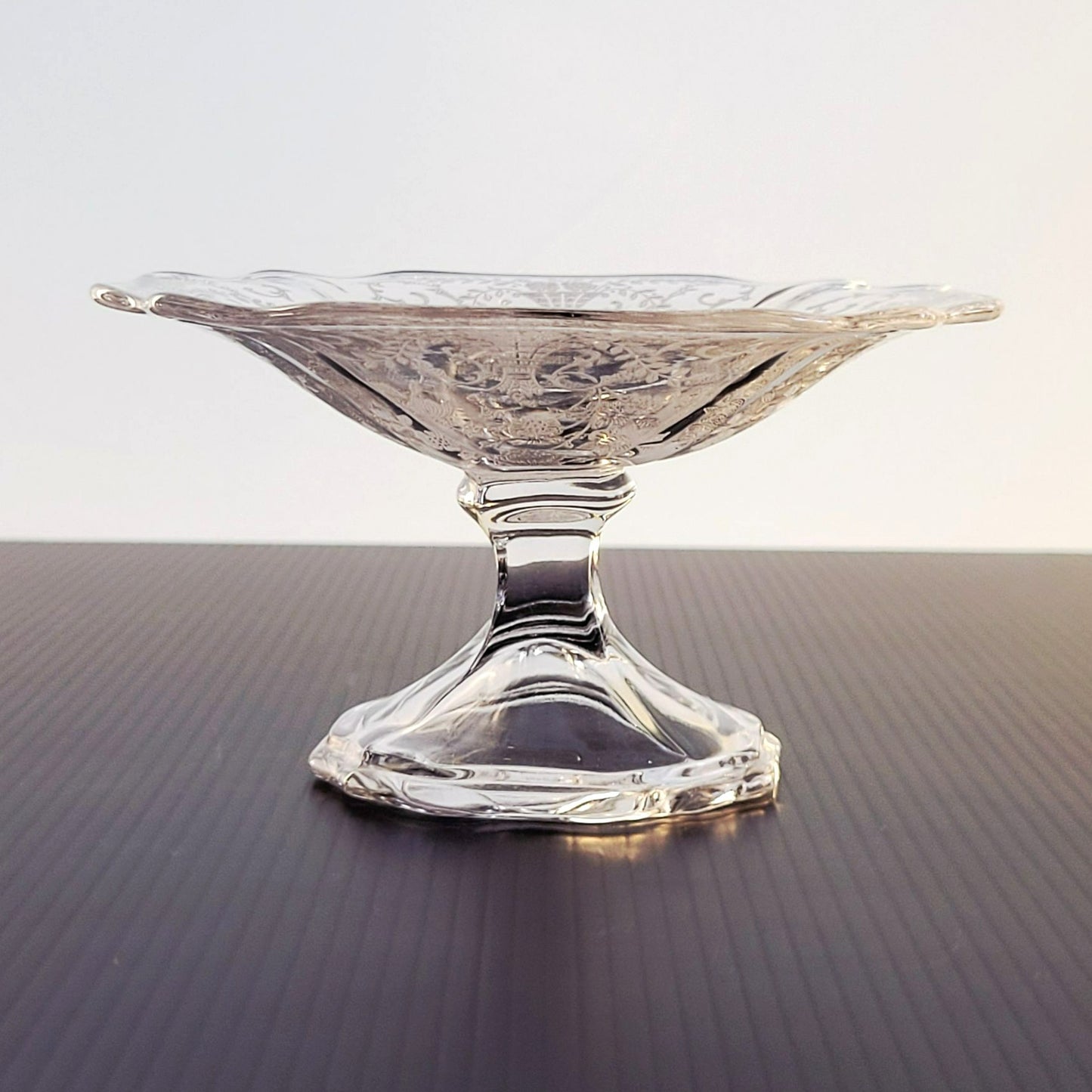 Cambridge Glass "Portia Clear" Cheese Stand, c.1920-50s USA