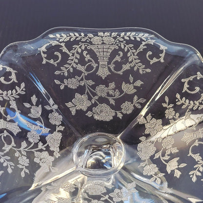 Cambridge Glass "Portia Clear" Cheese Stand, c.1920-50s USA