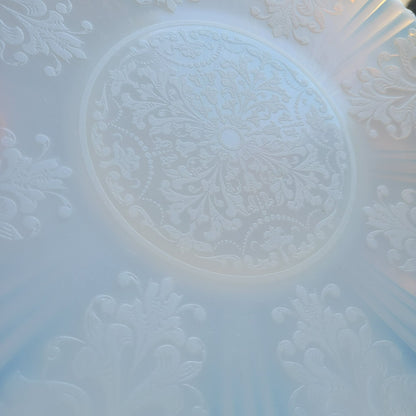 MacBeth-Evans White Opalescent Glass Chop Plate, c.1930-36 USA