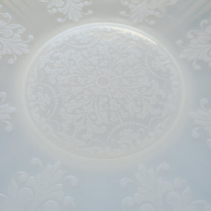 MacBeth-Evans White Opalescent Glass Chop Plate, c.1930-36 USA