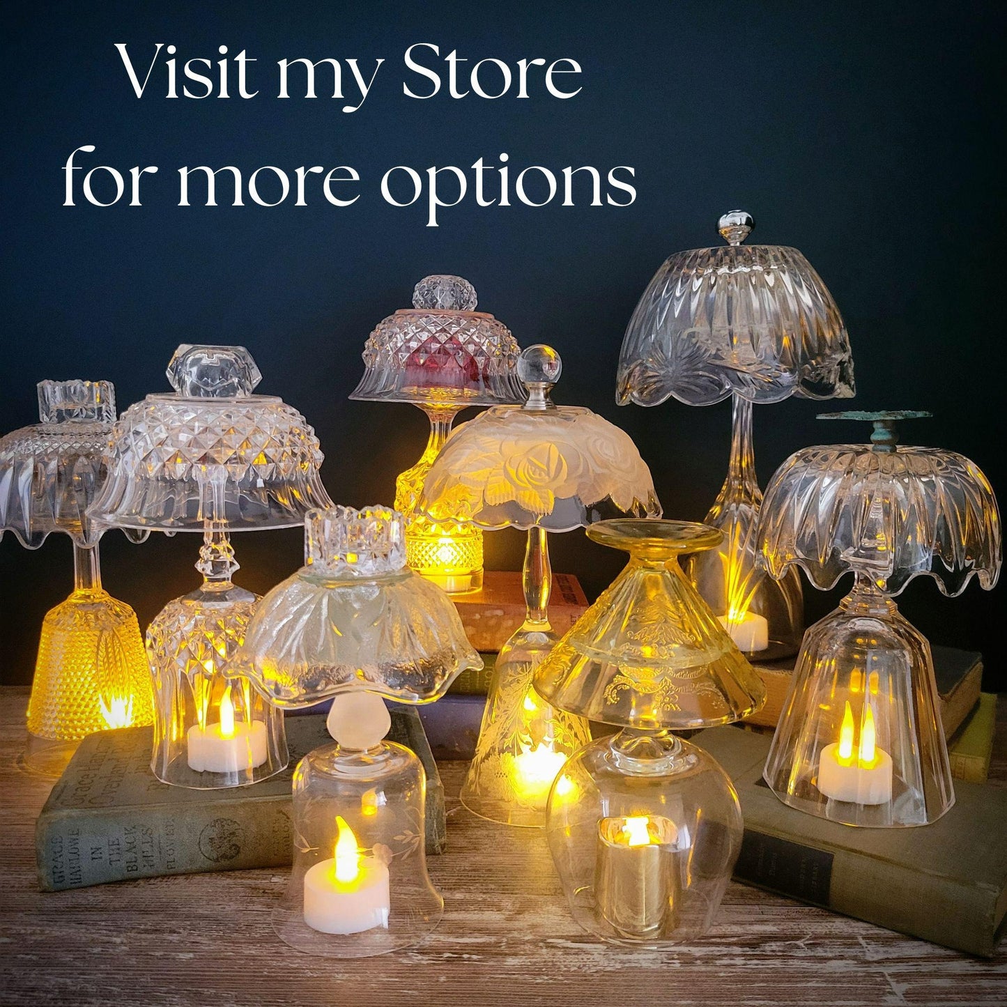Flameless Candle Lamp, One of a Kind Handcrafted & Upcycled From Vintage Glassware
