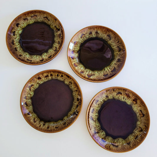 Canonsburg Pottery Brown Drip Glaze Salad Plate Set of 4