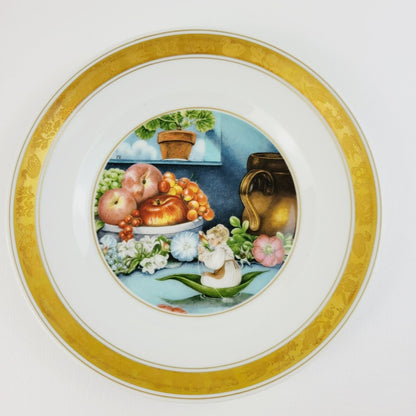 Royal Copenhagen Thumbelina Hans Christian Andersen Fairy Tale Story Plate, Gold Trim with Etched Design, c.1975-76 Denmark