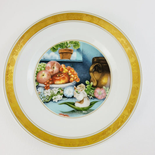 Royal Copenhagen Thumbelina Hans Christian Andersen Fairy Tale Story Plate, Gold Trim with Etched Design, c.1975-76 Denmark