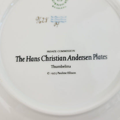 Royal Copenhagen Thumbelina Hans Christian Andersen Fairy Tale Story Plate, Gold Trim with Etched Design, c.1975-76 Denmark