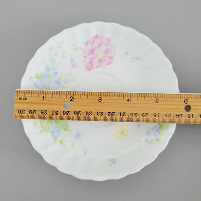 Vintage Shabby Chic Floral Swirl Teacup & Saucer, 2 Sets, Pastel Pink, Blue, Yellow Floral by Maple