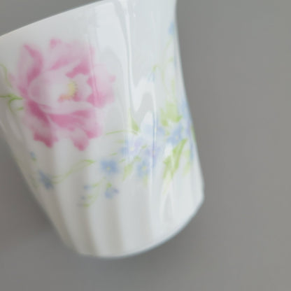 Vintage Shabby Chic Floral Swirl Teacup & Saucer, 2 Sets, Pastel Pink, Blue, Yellow Floral by Maple
